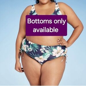 KONA SOL ◇ Bikini Bottom, High Waist, Floral, Shirred, Side Tie ◇ 24W/26W ◇ NWOT